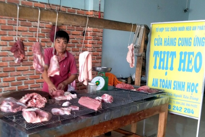 Cửa hàng thịt lợn sạch của HTX An Phát đưa trực tiếp sản phẩm tới người tiêu dùng, không qua trung gian. Ảnh: HTX.