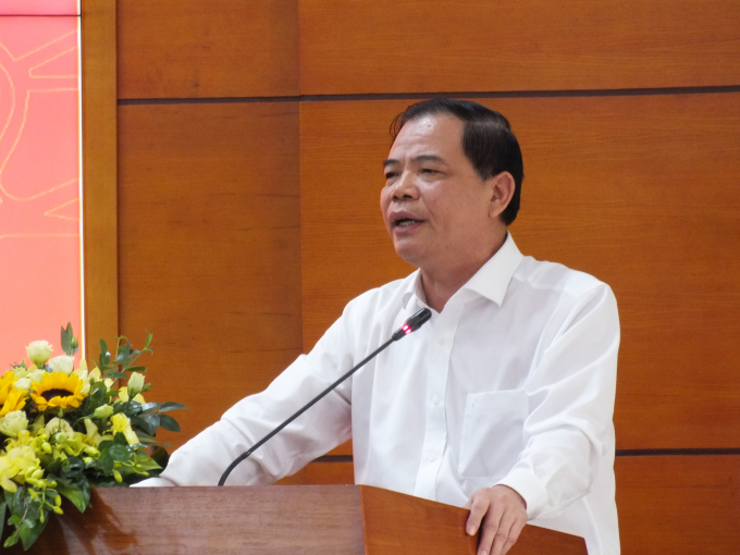 Bộ trưởng Nguyễn Xuân Cường phát biểu khai mạc hội nghị. Ảnh: Lê Bền.